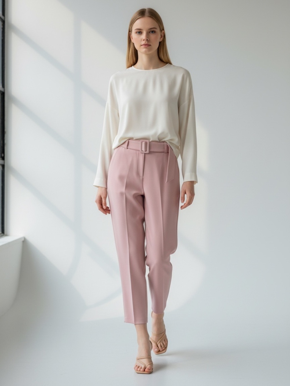 Topshop Trousers High Waisted Tapered Leg Dress Pants Blush Pink Size 4 NEW